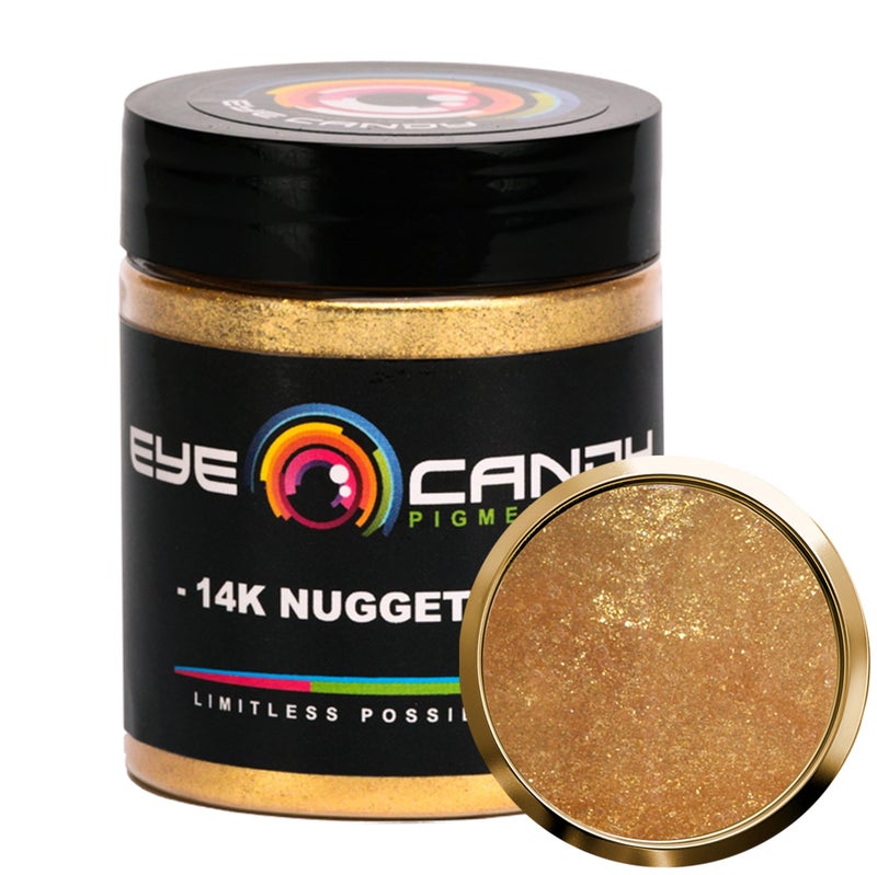 Eye Candy Pigments Premium Gold Mica Powder - 14k Nugget Gold (25gr) - for Epoxy, Resin, Soap, Paint, Woodworking, Acrylic Pouring, Bath Bombs, Fishing Lures - DIY Arts and Crafts Additive - Image 1